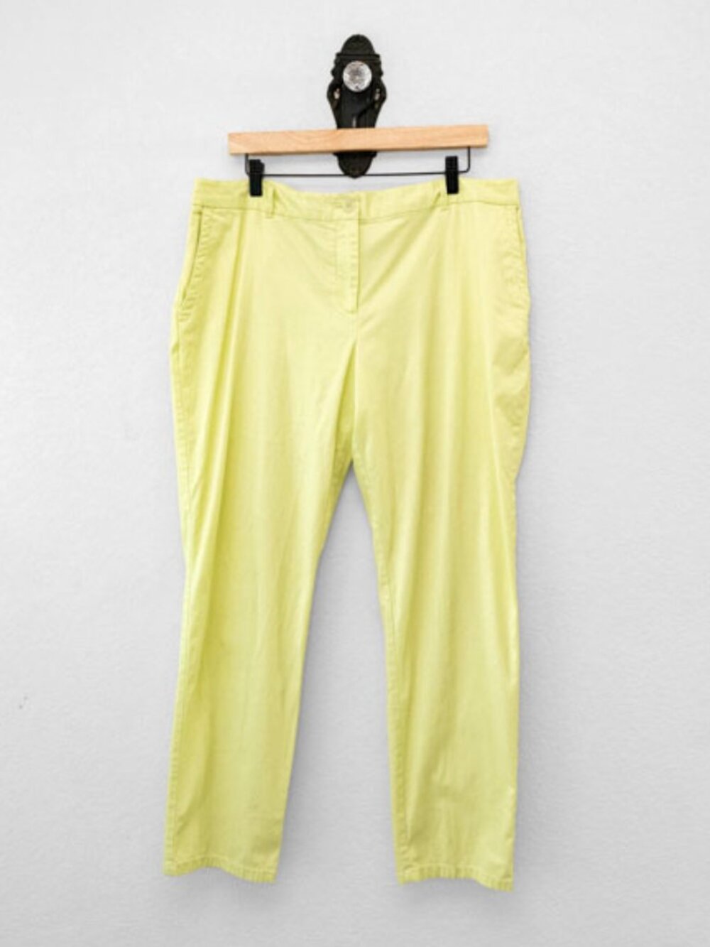 Talbots The Weekender Yellow Pants Size 14 Straight Leg Stretch Ankle Pants